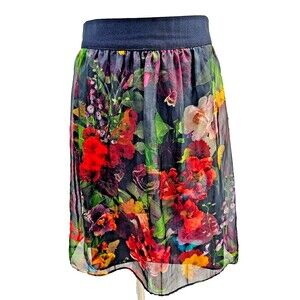 Alice + Olivia Stacey Bendet Erla Floral Organza Silk Midi Skirt Women's 4 EUC